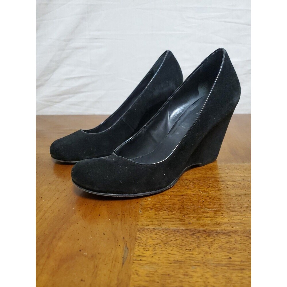 Kate Spade New York Black Suede Round Toe Covered Wedge Heels Size 8.5 M